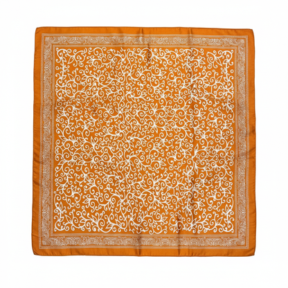 Foulard carré de soie 70 - Arabesque Dorée