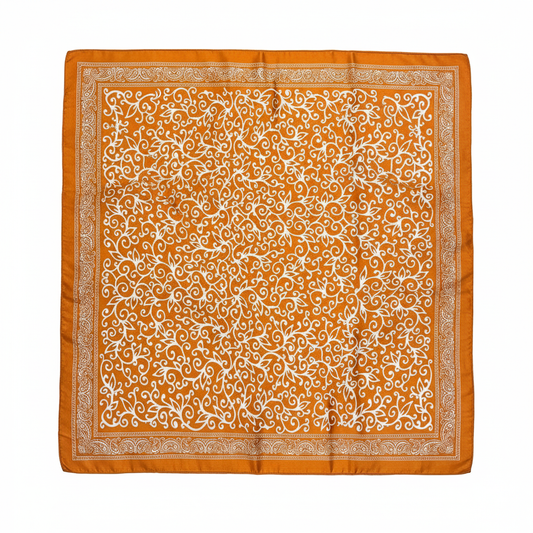 Foulard carré de soie 70 - Arabesque Dorée