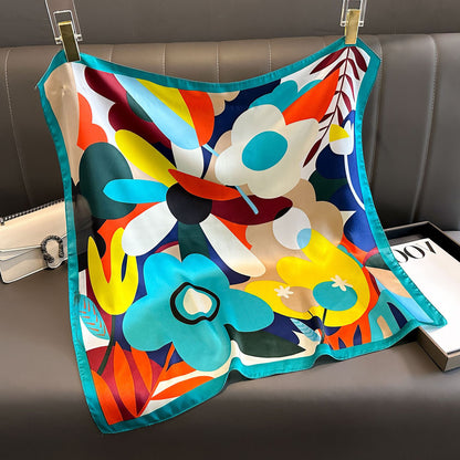 Foulard carré de soie 70 - Bouquet Tropical