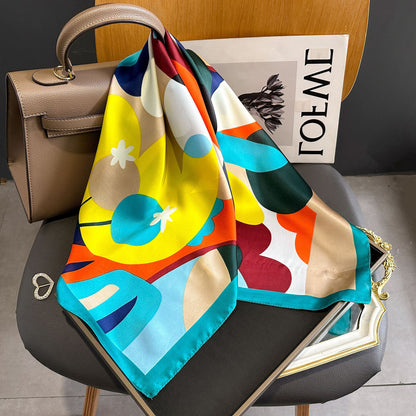 Foulard carré de soie 70 - Bouquet Tropical