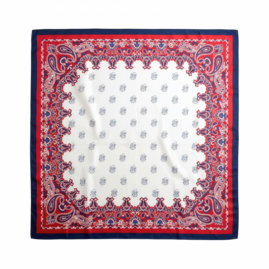 Foulard carré de soie 70 - Élégance Tricolore