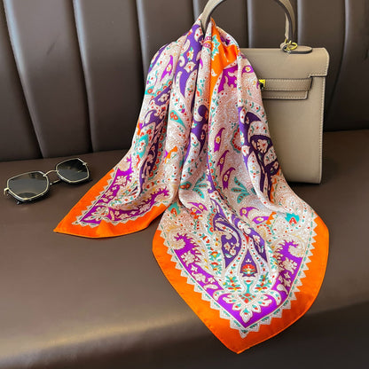 Foulard carré de soie 70 - Féerie Paisley
