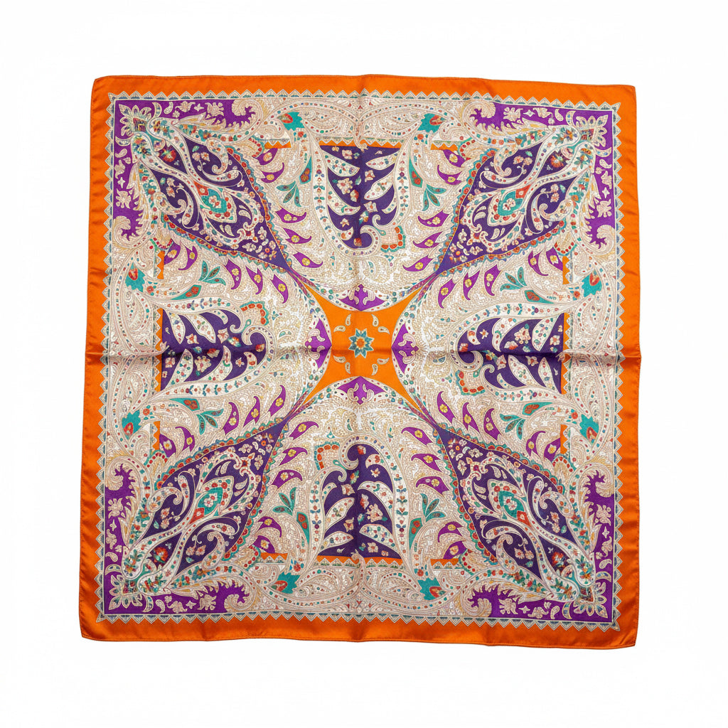 Foulard carré de soie 70 - Féerie Paisley