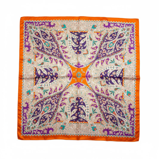 Foulard carré de soie 70 - Féerie Paisley