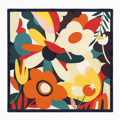 Foulard carré de soie 70 - Jardin Moderne