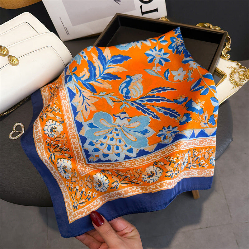 Foulard carré de soie 70 - Jardin de Faïence