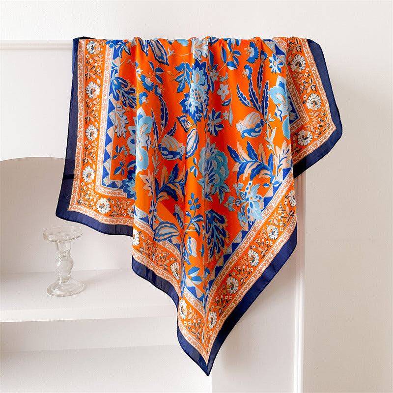 Foulard carré de soie 70 - Jardin de Faïence