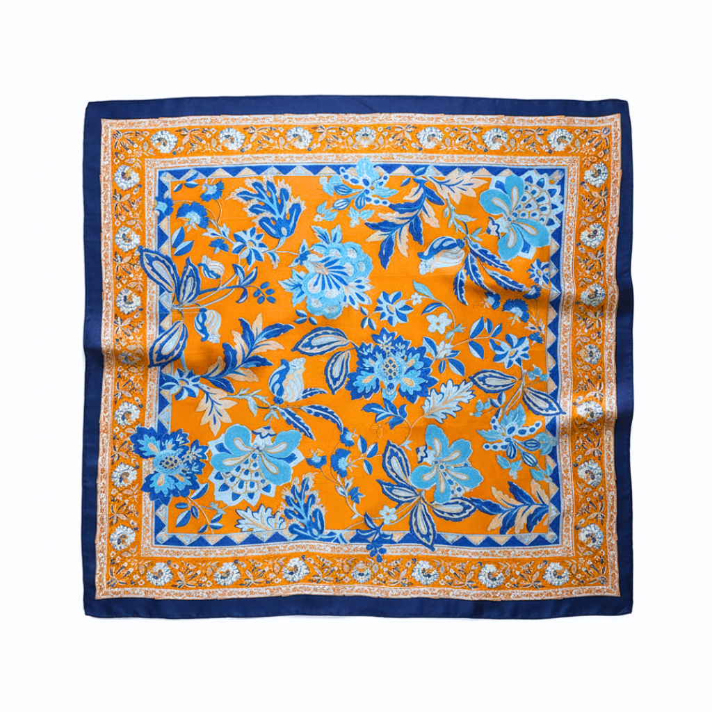 Foulard carré de soie 70 - Jardin de Faïence