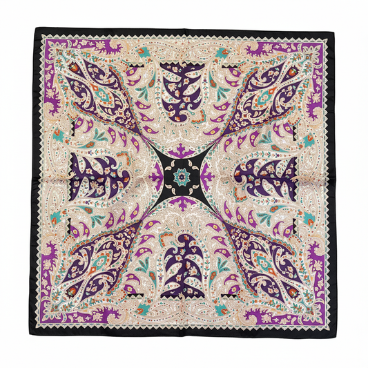 Foulard carré de soie 70 - Majesté Pourpre