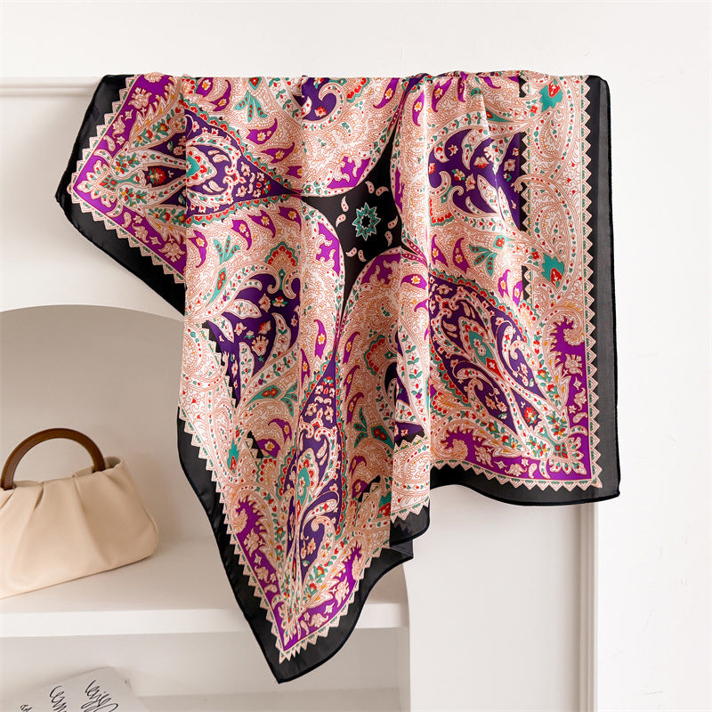 Foulard carré de soie 70 - Majesté Pourpre