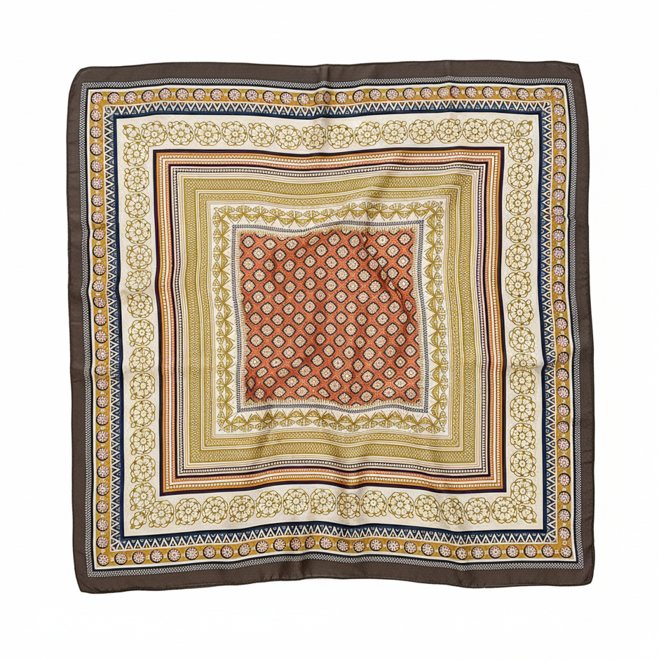Foulard carré de soie 70 - Trésor Byzantin