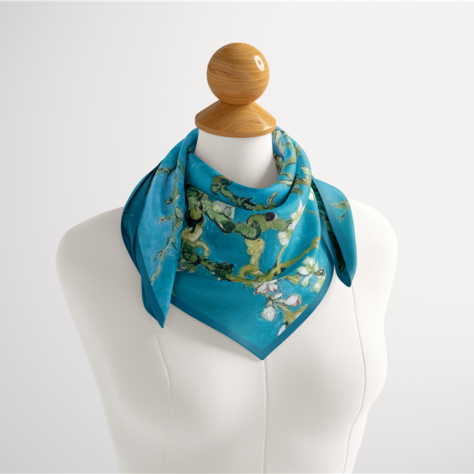 Foulard carré de soie 50 - Amandier de fleurs, Van Gogh-Maison Berettini
