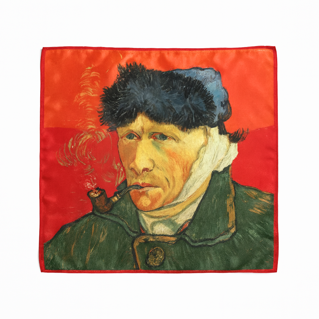 Foulard carré de soie 50 - Autoportrait à l’oreille bandée, Van Gogh-Maison Berettini