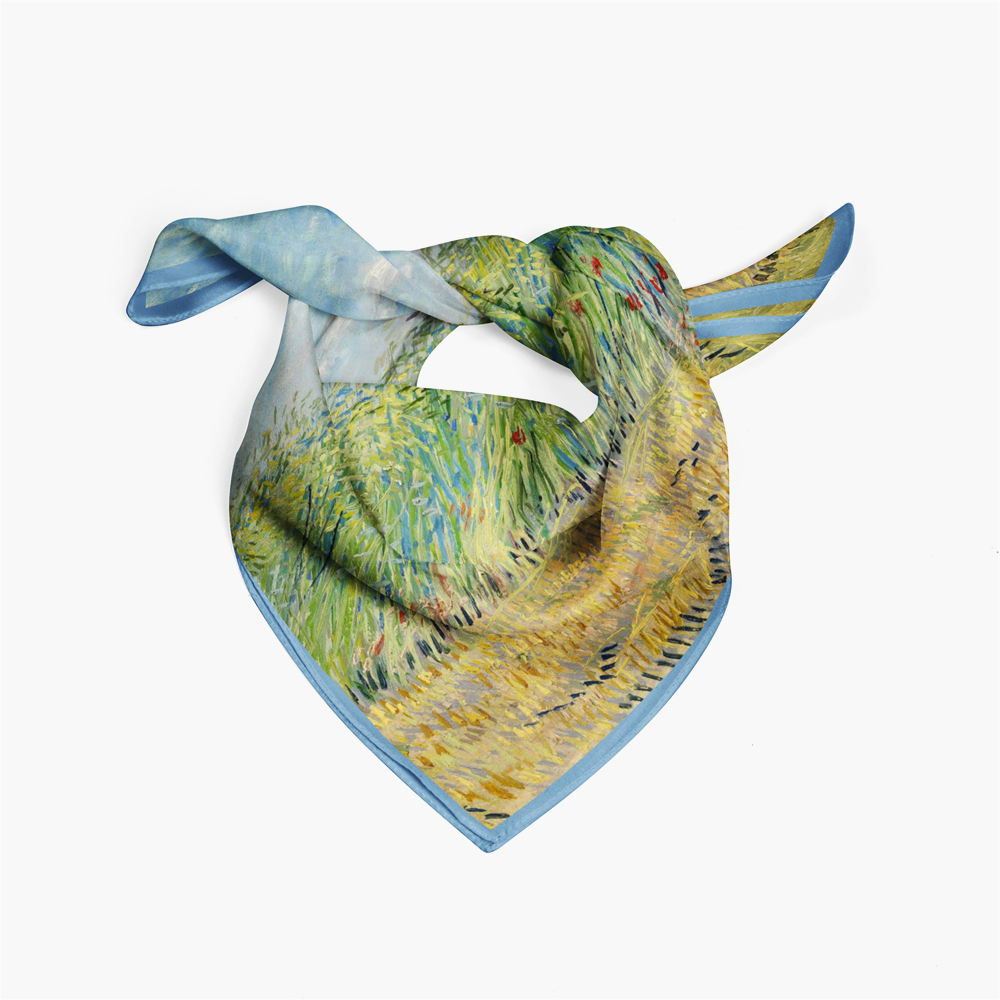 Foulard carré de soie 50 - Champ de blé à l'alouette, Van Gogh-Maison Berettini
