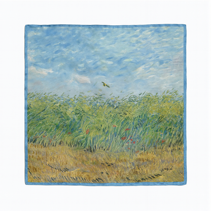 Foulard carré de soie 50 - Champ de blé à l'alouette, Van Gogh-Maison Berettini