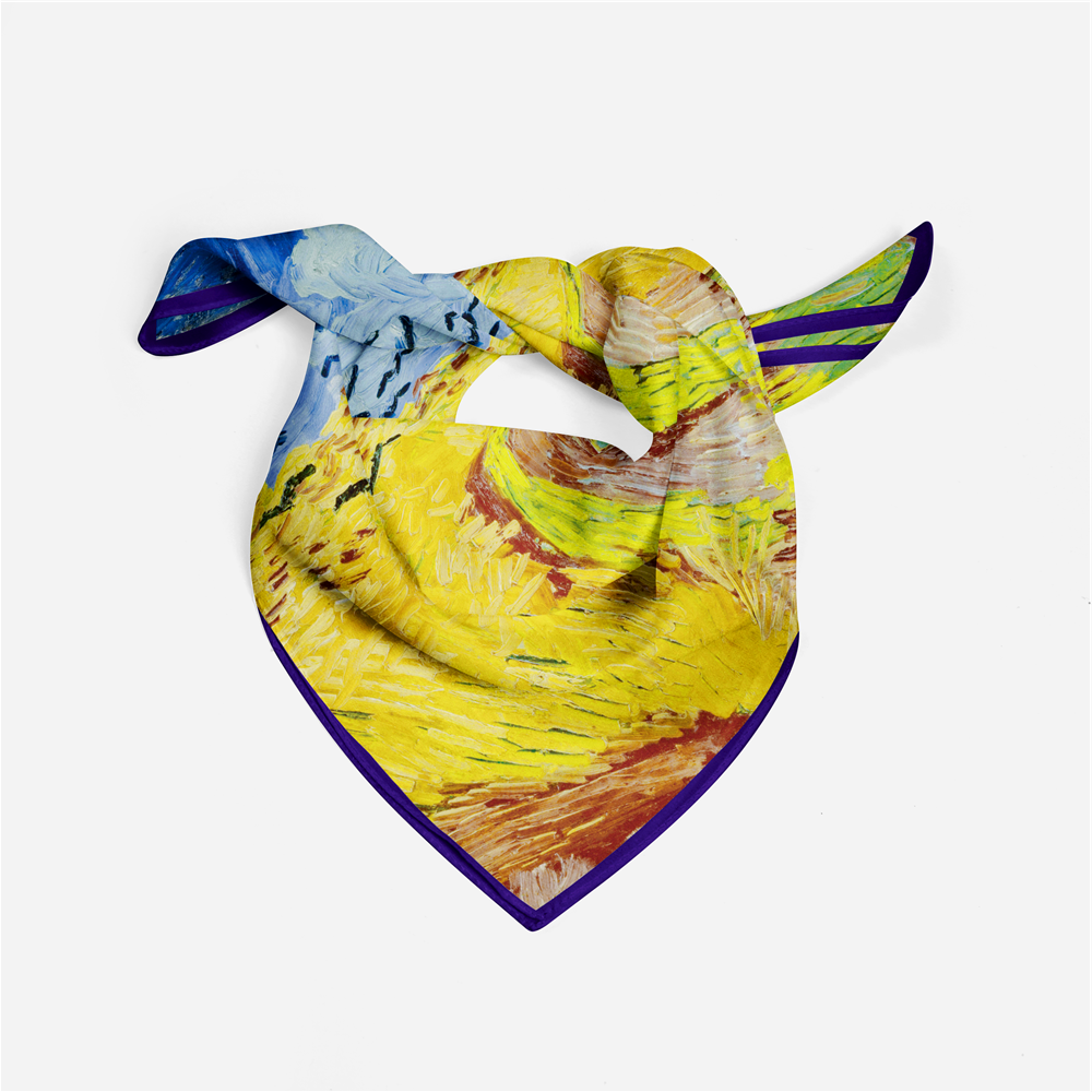 Foulard carré de soie 50 - Champ de blé aux corbeaux, Van Gogh-Maison Berettini