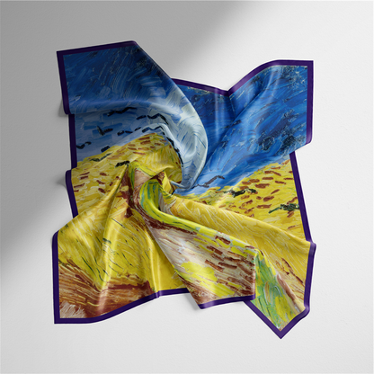 Foulard carré de soie 50 - Champ de blé aux corbeaux, Van Gogh-Maison Berettini