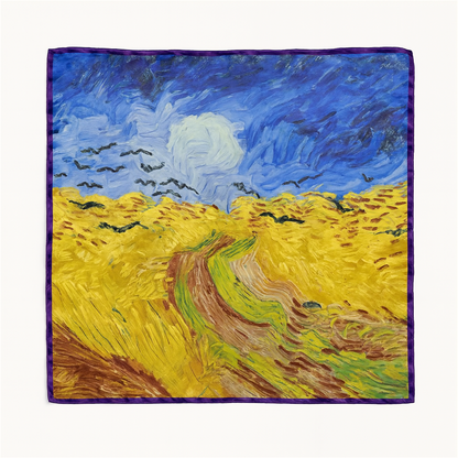 Foulard carré de soie 50 - Champ de blé aux corbeaux, Van Gogh-Maison Berettini