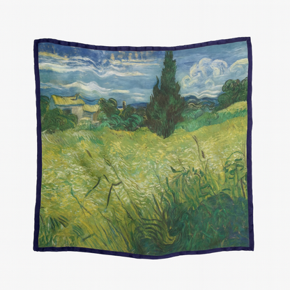 Foulard carré de soie 50 - Champ de blé, Van Gogh-Maison Berettini