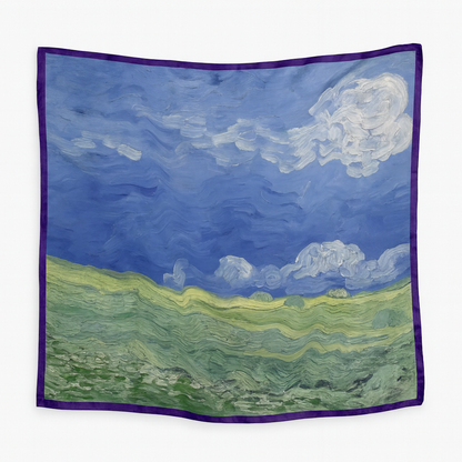 Foulard carré de soie 50 - Champs verts, Van Gogh-Maison Berettini