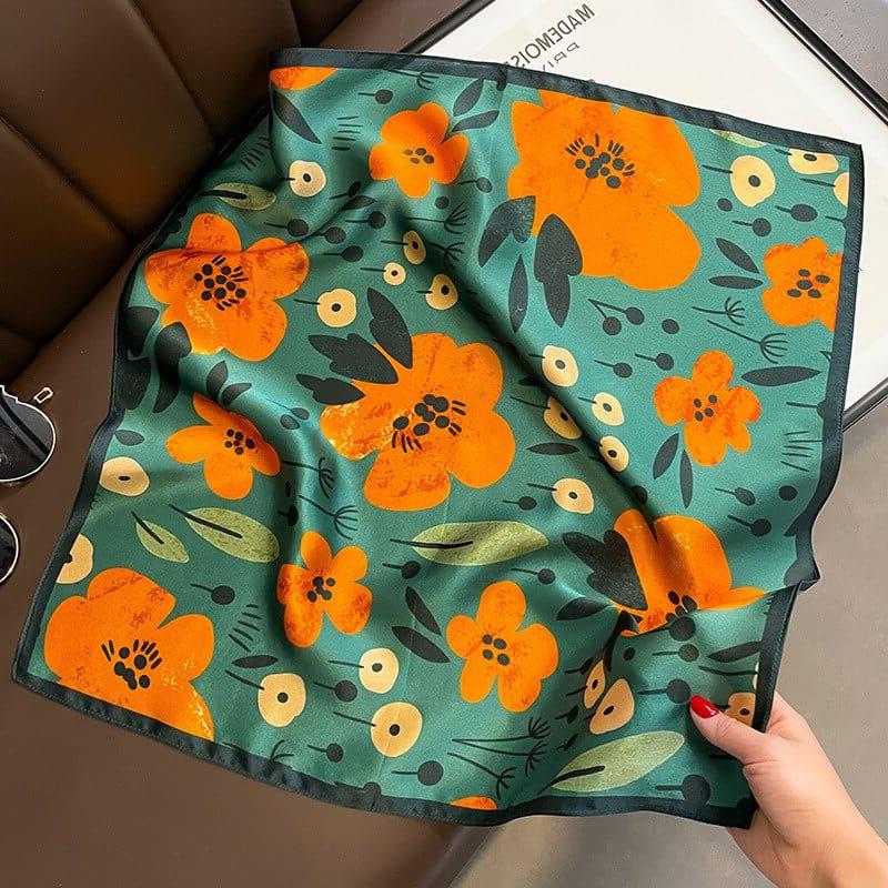Foulard carré de soie 50 - Fleurs Ardentes-Maison Berettini