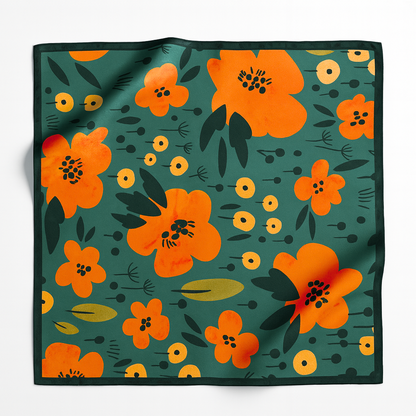 Foulard carré de soie 50 - Fleurs Ardentes-Maison Berettini