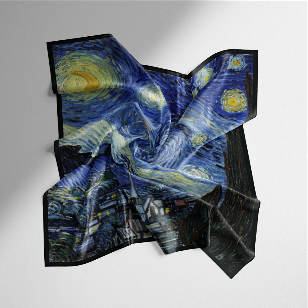 Foulard carré de soie 50 - La Nuit étoilée, Van Gogh-Maison Berettini