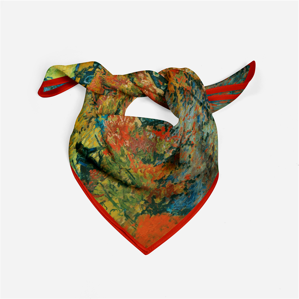 Foulard carré de soie 50 - La Vigne rouge-Maison Berettini