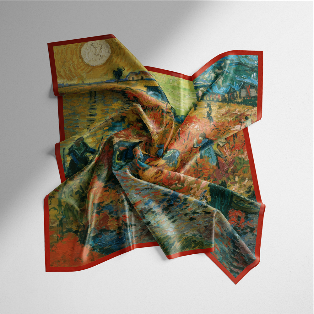 Foulard carré de soie 50 - La Vigne rouge-Maison Berettini