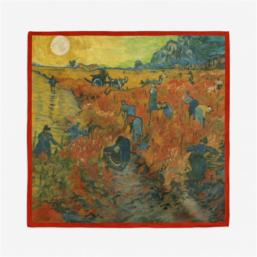 Foulard carré de soie 50 - La Vigne rouge-Maison Berettini