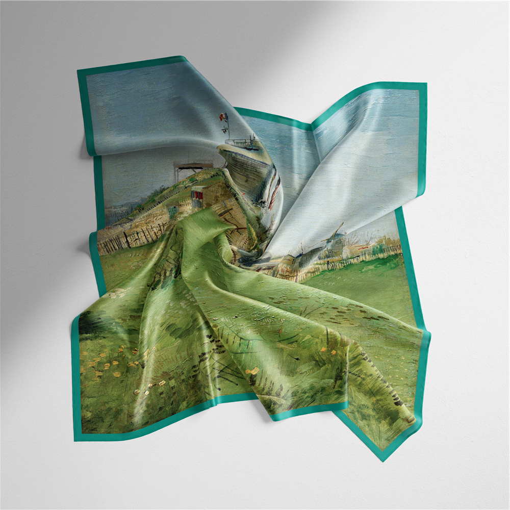 Foulard carré de soie 50 - Le moulin à galette, Van Gogh-Maison Berettini