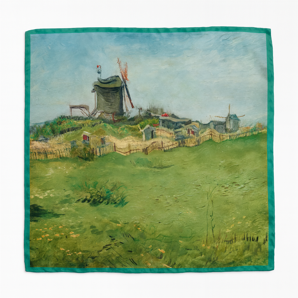 Foulard carré de soie 50 - Le moulin à galette, Van Gogh-Maison Berettini