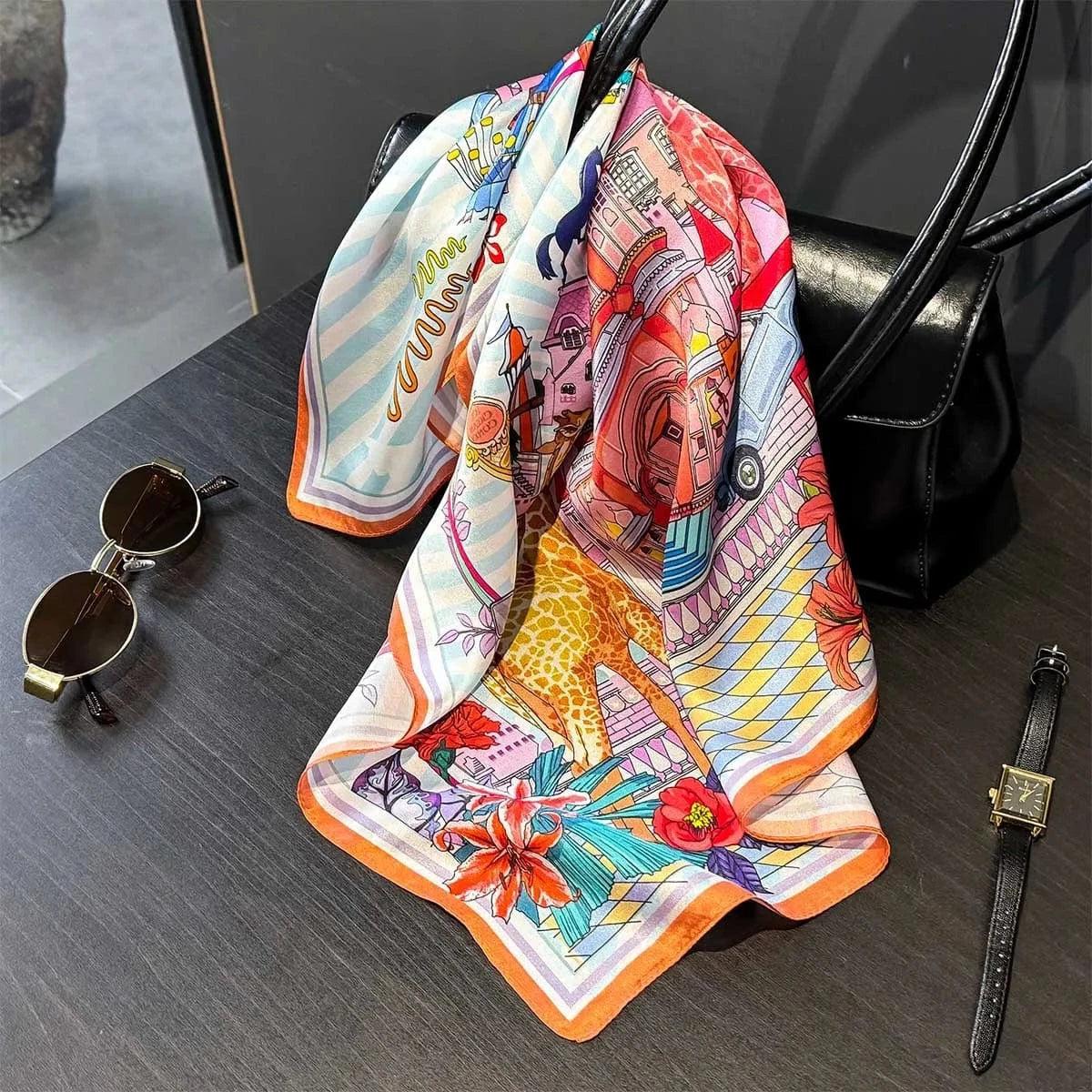 Foulard carré de soie 50 - Le Safari Urbain-Maison Berettini