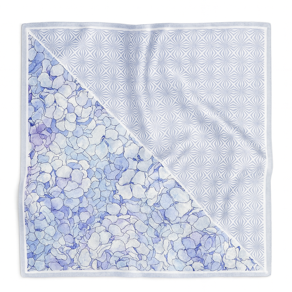 Foulard carré de soie 50 - L'Éclat d’Indigo-Maison Berettini