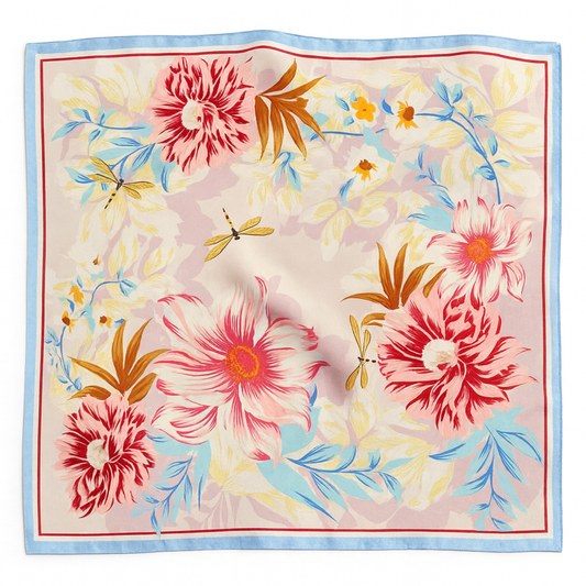 Foulard carré de soie 50 - L'Éclats de Pivoines-Maison Berettini