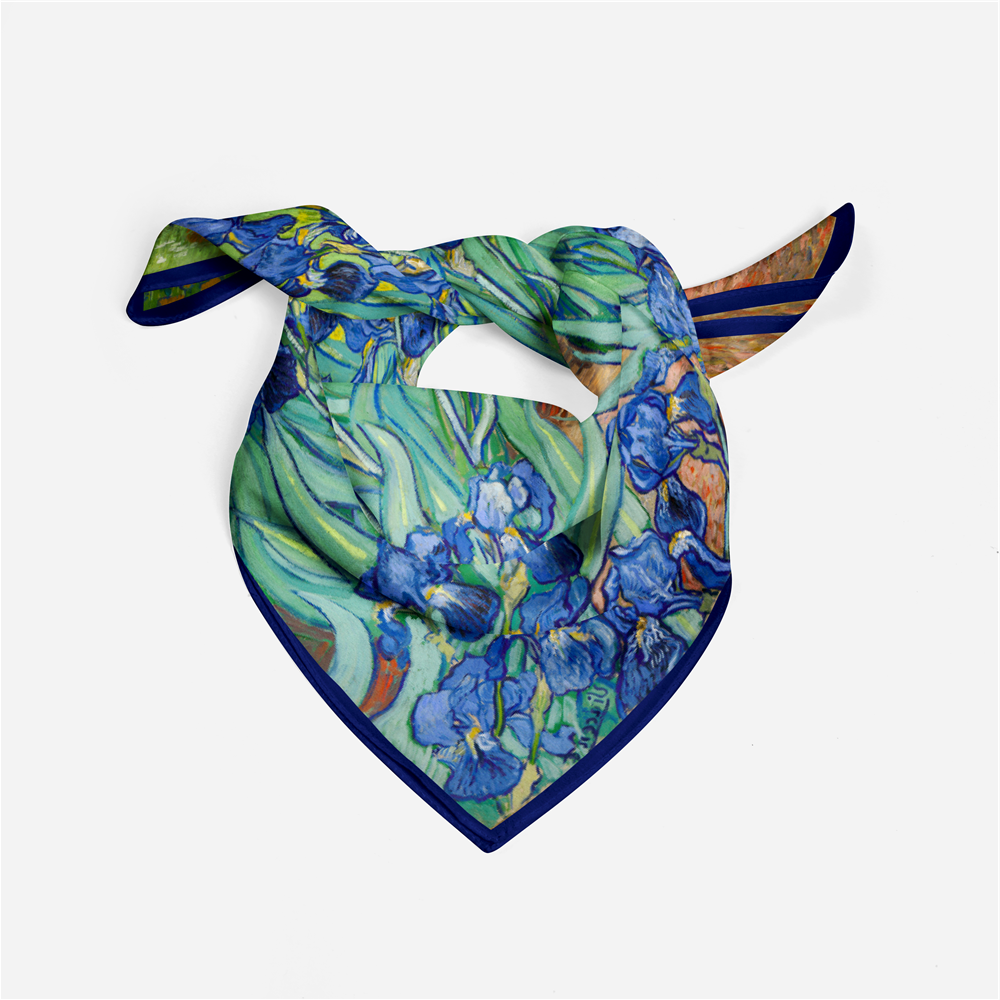 Foulard carré de soie 50 - Les Iris, Van Gogh-Maison Berettini