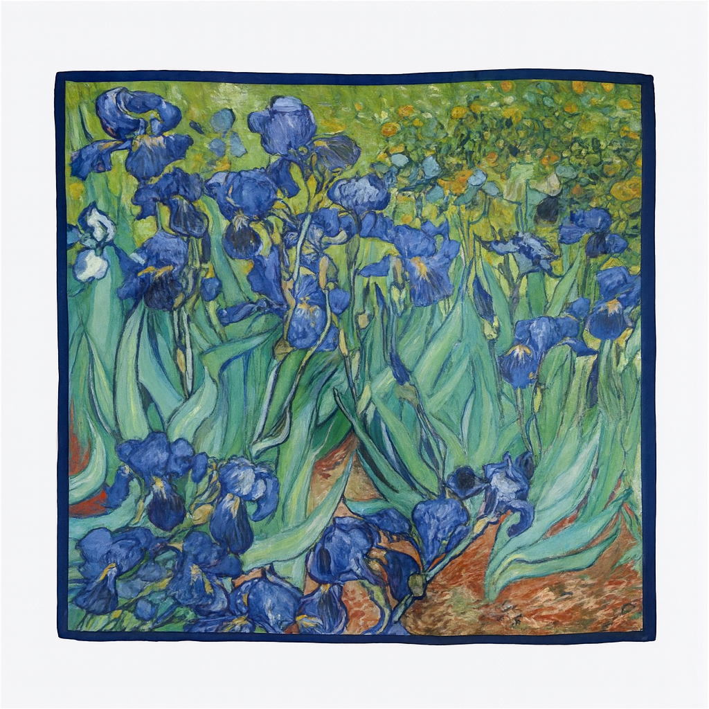 Foulard carré de soie 50 - Les Iris, Van Gogh-Maison Berettini