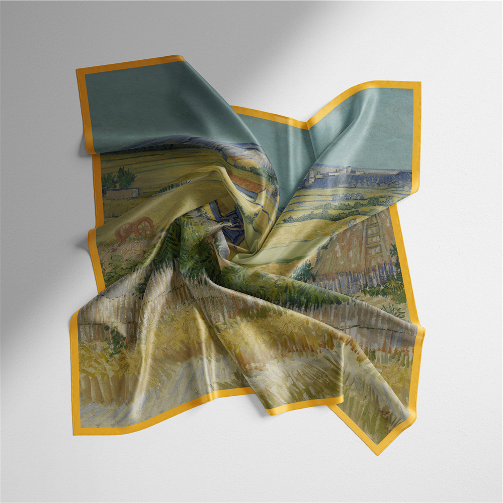 Foulard carré de soie 50 - Les Moissons, Van Gogh-Maison Berettini