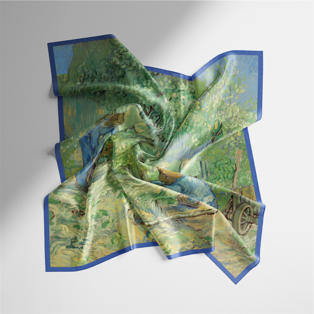 Foulard carré de soie 50 - Les Premiers Pas, Van Gogh-Maison Berettini