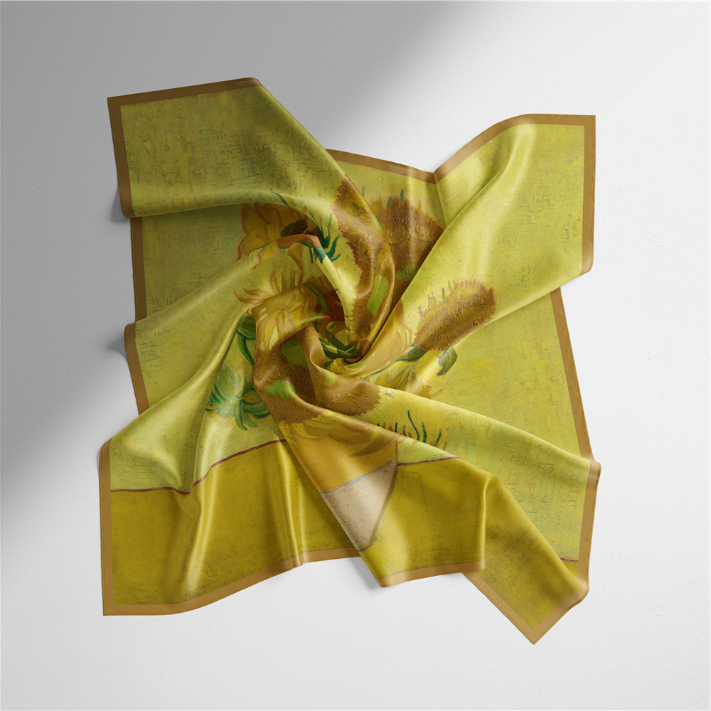 Foulard carré de soie 50 - Les Tournesols, Van Gogh-Maison Berettini