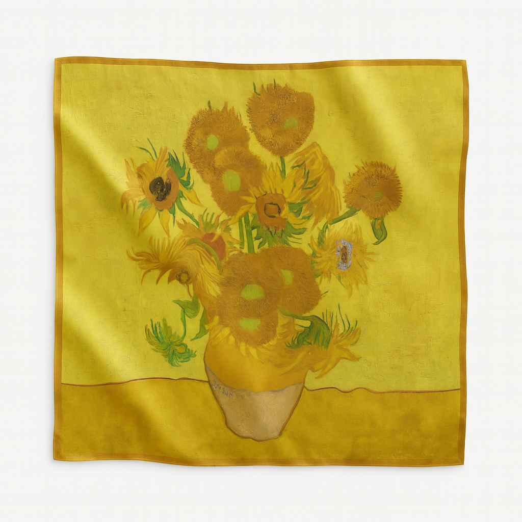 Foulard carré de soie 50 - Les Tournesols, Van Gogh-Maison Berettini