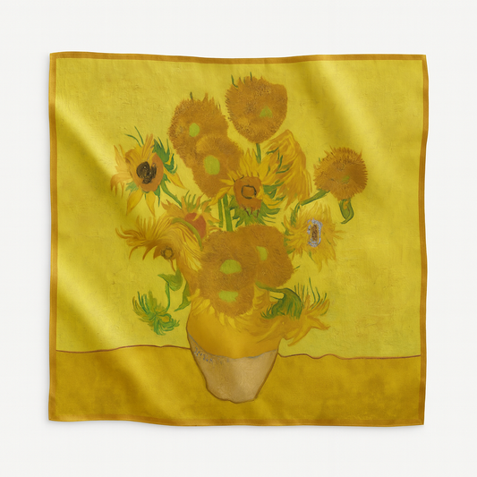 Foulard carré de soie 50 - Les Tournesols, Van Gogh-Maison Berettini