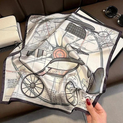 Foulard carré de soie 50 - L'Esquisse Mécanique Blanc-Maison Berettini