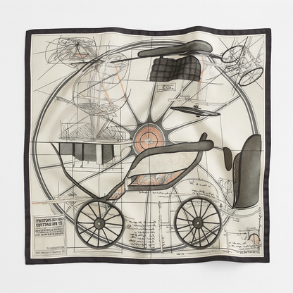 Foulard carré de soie 50 - L'Esquisse Mécanique Blanc-Maison Berettini