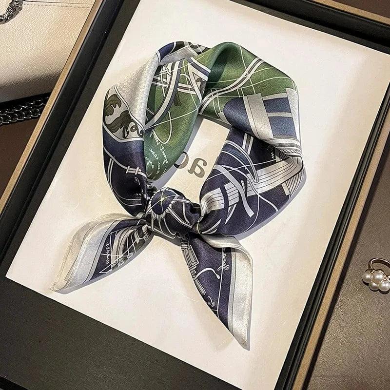 Foulard carré de soie 50 - L'Esquisse Mécanique Vert-Maison Berettini