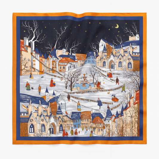 Foulard carré de soie 50 - L'Hiver en Lumière-Maison Berettini