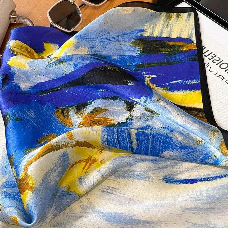 Foulard carré de soie 50 - Onde Électrique-Maison Berettini