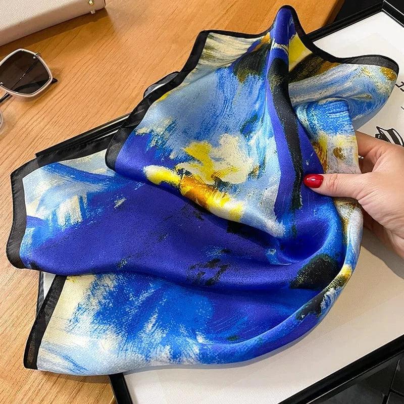 Foulard carré de soie 50 - Onde Électrique-Maison Berettini