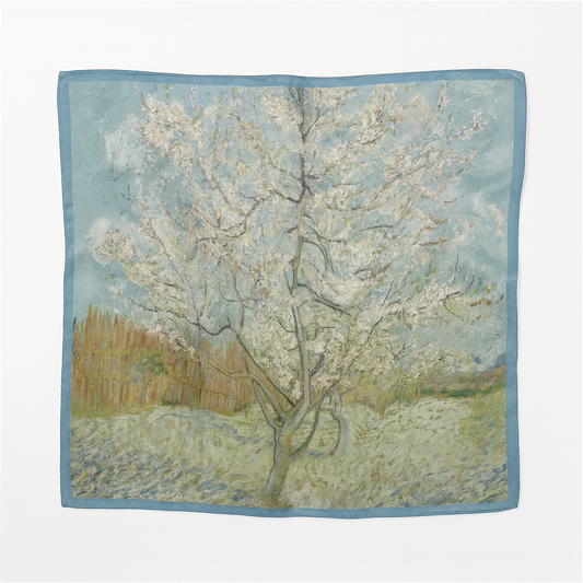 Foulard carré de soie 50 - Pêcher en fleurs, Van Gogh-Maison Berettini