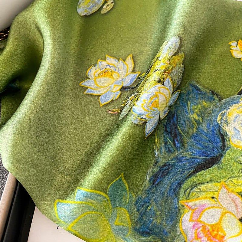 Foulard carré de soie 50 - Reflets d’Étang-Maison Berettini